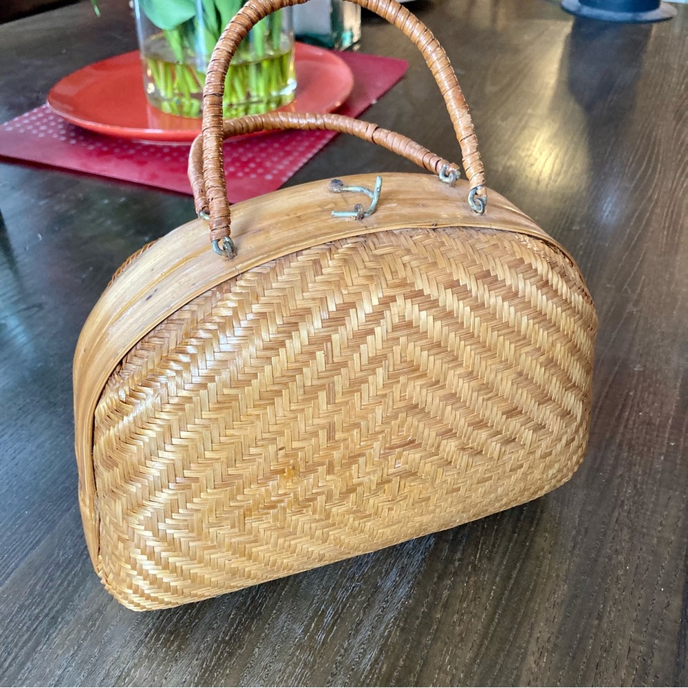 Vintage 60’s Bamboo Woven Purse with Hinged closure